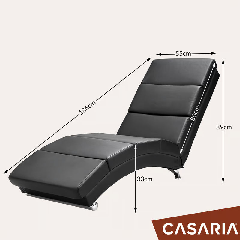 Casaria Relaxliege London Schwarz mit Massage- und Heizfunktion, B/T/H: 180 x 55 x 186 cm - Bild 2