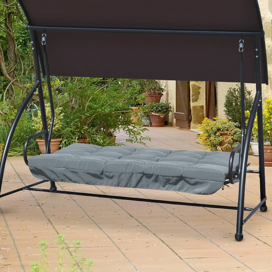 Outsunny Sitzkissen in Dunkelgrau aus Schaumstoff mit Bindebändern, B/H/L: 170 x 100 x 8 cm - Bild 3