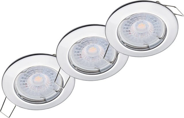 Oktaplex 3er Set Sedan Deckeneinbaustrahler mit LED-Modulen in Chromoptik, Warmweiß, 380lm, 4,8W - Bild 1