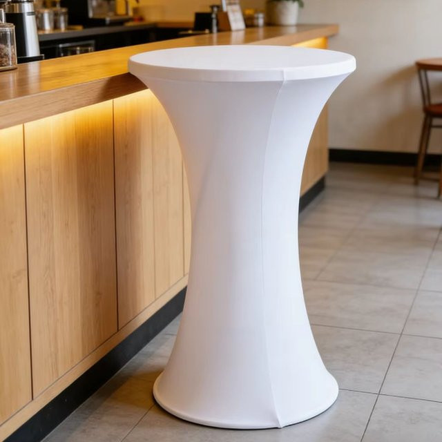EVENTSDECOR Spandex-Tischdecke für runde Cocktailtische, Polyester, Weiß oder Grün - Bild 1