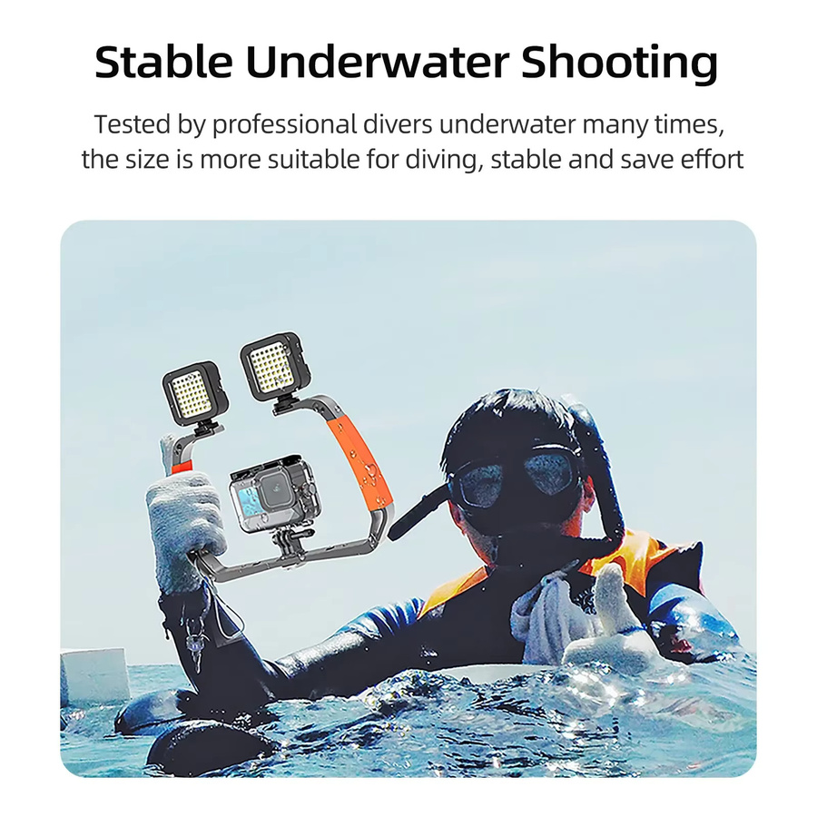 TELESIN Unterwasser-Action-Kamera-Tauchgerät mit zwei Silikongriffen und Aluminiumlegierung-Halterung für GoPro, DJI OSMO und Insta360 - Bild 2
