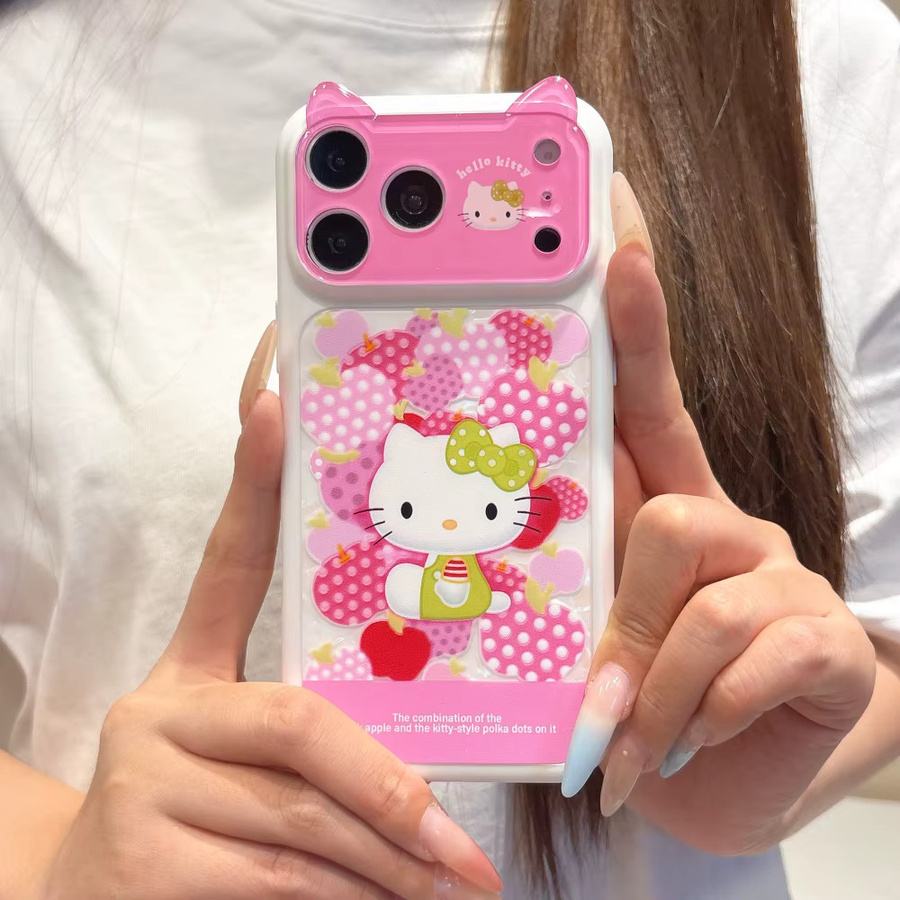 Sanrio Hello Kitty Handyhülle mit Katzenohren und Polka Dot Design in Rosa für iPhone 15 16 17 Pro Max - Bild 3