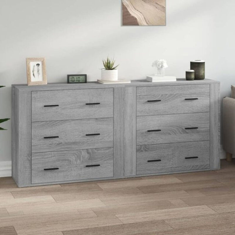 Vidaxl Sideboard Set 2 Stück in Grau Sonoma Holzoptik modern und klassisch - Bild 1