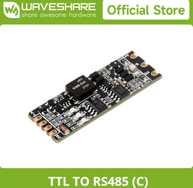 Waveshare TTL zu RS485 (C) isolierter Konverter in Schwarz mit Halbduplex-Kommunikation, blitzfest und überspannungssicher - Bild 1