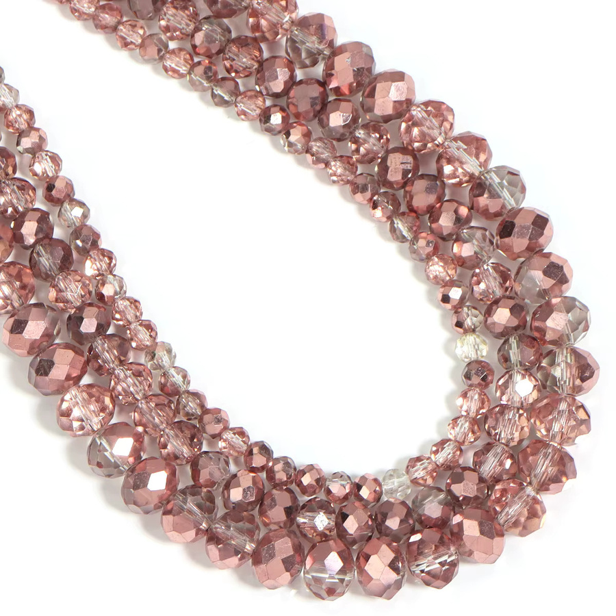 lingsai Perlen, facettiert, Rose Braun, Kristall Glas, 4/6/8mm - Bild 2