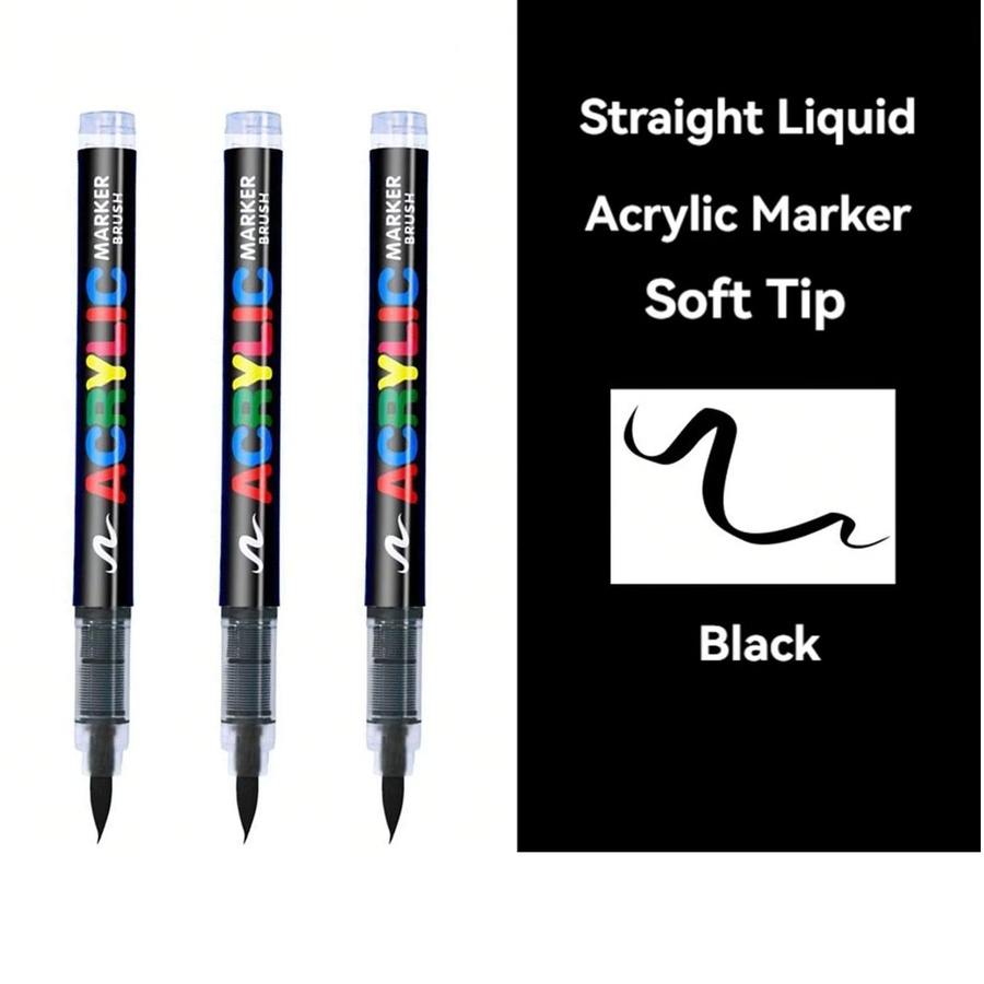 12-teiliges Premium-Set Acryl-Marker mit weicher Spitze in Schwarz und Weiß für Holz, Keramik und Bastelarbeiten - Bild 4