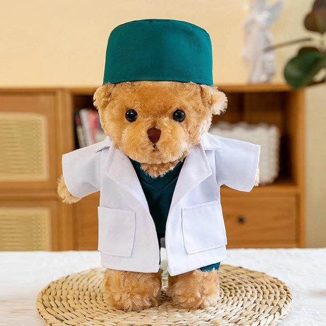 Bai Fen Bai dolls and toys Arzt Krankenschwester Teddybär Plüschtier Puppe weißer Kittel - Bild 1