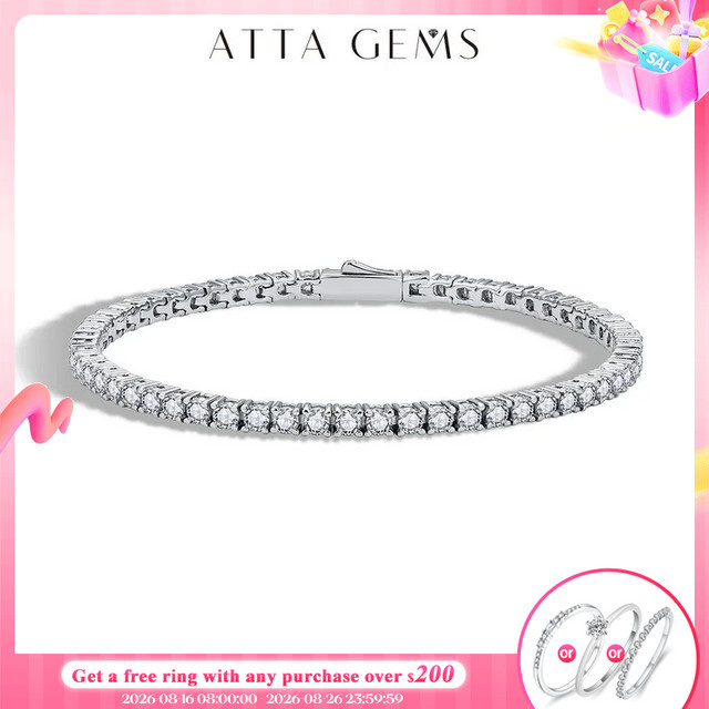 ATTAGEMS Tennisarmband, 925 Silber, Moissanit, Damen Herren - Bild 1