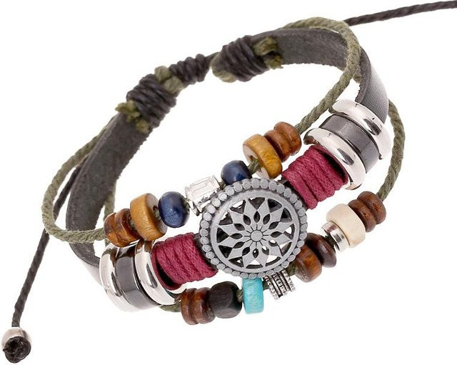 Armband Rindsleder, Perle, Schwarz, Damen, Vintage - Bild 1