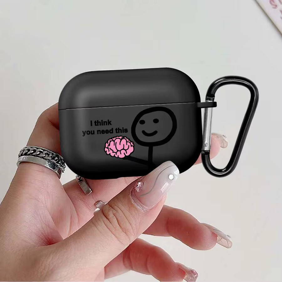 Schutzhülle für Apple AirPods Pro 1, 2 und 3 mit Cartoon Stick Figure Art Design in Schwarz - Bild 4