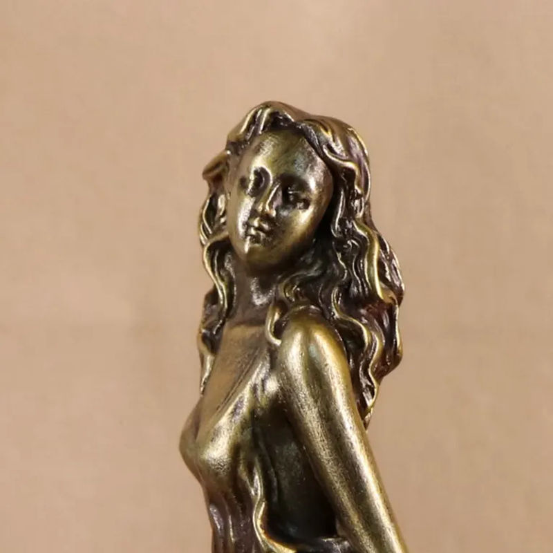 DEANSEN Venus Statue Griechische Göttin Skulptur aus Kunstharz in Kupfer Optik für Wohnzimmer und Bücherregal - Bild 4