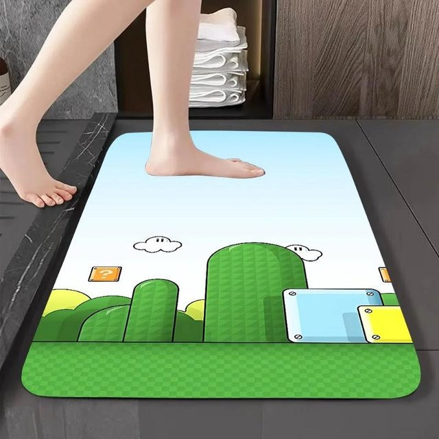 Karpetti Disney Mario Bros Fußmatte mit Grafikdruck aus Flanell, Mehrfarbig, B/T: 50 x 30 cm - Bild 1
