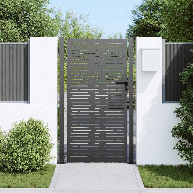 vidaXL Gartentor Schwarz aus pulverbeschichtetem Stahl B/H: 105 x 200 cm - Bild 3