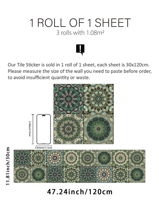 Wasserdichter Küchensticker in Grün mit grünem Mandala-Design zur Wandgestaltung und Hintergrundverschönerung - Bild 5