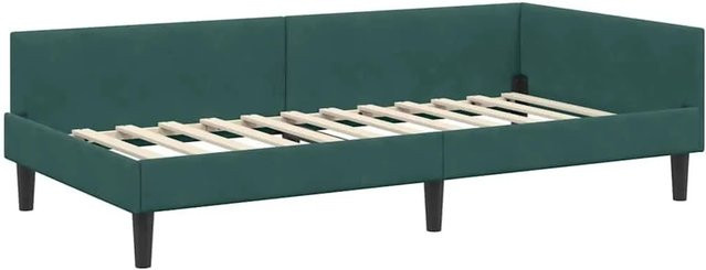 vidaXL Eckbettgestell mit Kopfteil in Dunkelgrün, Breite: 100 cm, Tiefe: 200 cm - Bild 1