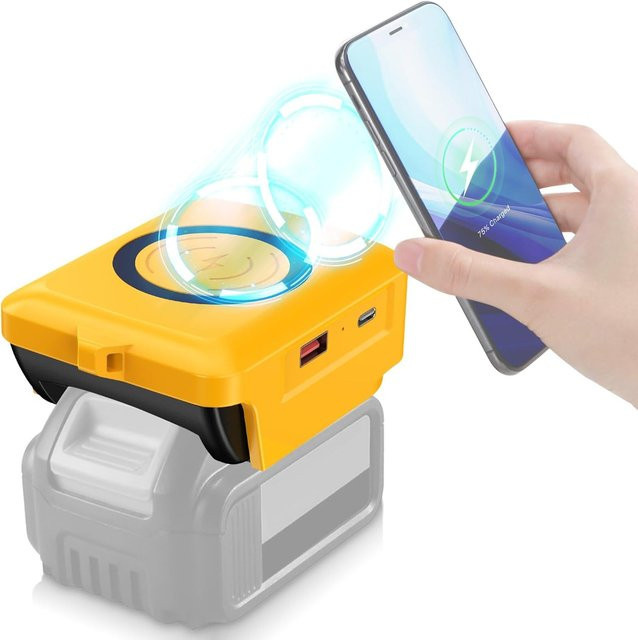 Dewalt USB-C Adapter für 20V Li-Ion Akkus als tragbare Power Bank für Camping und Outdoor in Gelb - Bild 1