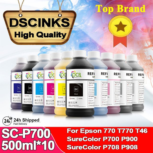 10 Stück Epson Pigmenttinte Refill-Set für Inkjet-Drucker, 500 ml pro Flasche - Bild 1