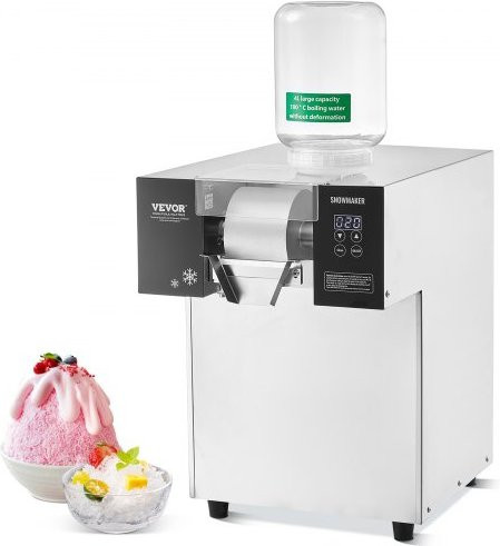 VEVOR Kommerzielle Schneeflocken-Eismaschine in Silber aus Edelstahl mit Digitalanzeige und Flüssigkeitskühlsystem - Bild 1
