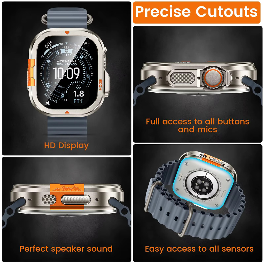 CAOWTAN Uhrenzubehör Metallgehäuse, Displayschutz, Apple Watch Ultra 49mm, Titanium Grey - Bild 6