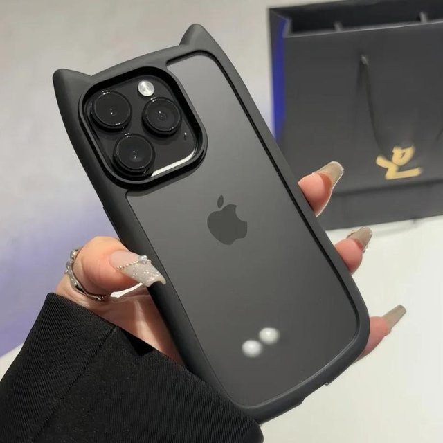 Transparente iPhone Handyhülle mit 3D Katzenohren aus weichem Acryl, stoßfestes Design für iPhone 17 16 15 14 13 12 11 Pro Max Plus - Bild 1