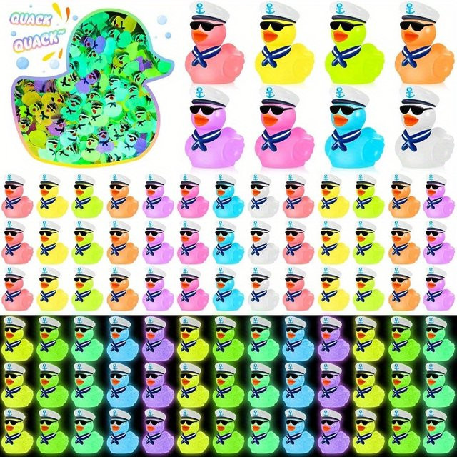 XYTLEZONE Mini-Kreuzfahrt-Ente aus Kunstharz mit Sonnenbrille, im Dunkeln leuchtende Matrosen-Ente in Multicolor - Bild 1
