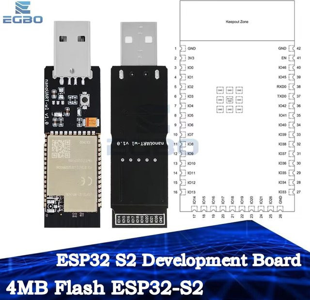 ESP32-S2 Entwicklungsboard mit 4 MB Flash und USB-C Anschluss für PS4 9.0 Refresh USB Burning Tool Modul in Schwarz - Bild 1
