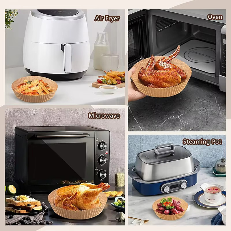 DAWNHOPE Air Fryer Spezialpapier Einweg Backpapier Ölabsorbierend und Ölbeständig, 50 Stück, Braun - Bild 2
