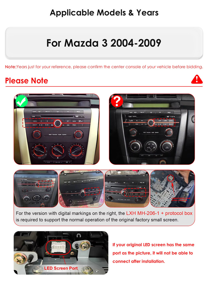 OSSURET Android Autoradio für Mazda 3 (2004-2009) mit Snapdragon Prozessor, 8-adrig, AI Carplay, GPS und 360 Kamera, Schwarz - Bild 2