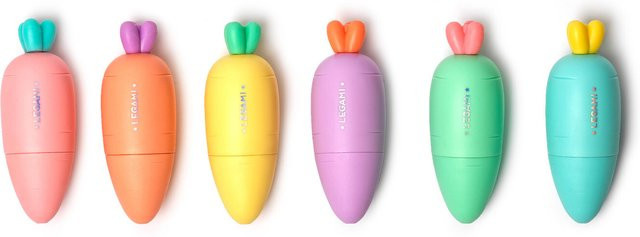 Legami Mini-Textmarker Karotten Set, 6 Stück, Multicolor, Keilspitze - Bild 1