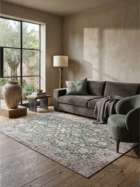 Orient Teppich Kadima Design in Grün mit Blütenmuster, Vintage-Stil, B/T: 115 x 170 cm - Bild 1