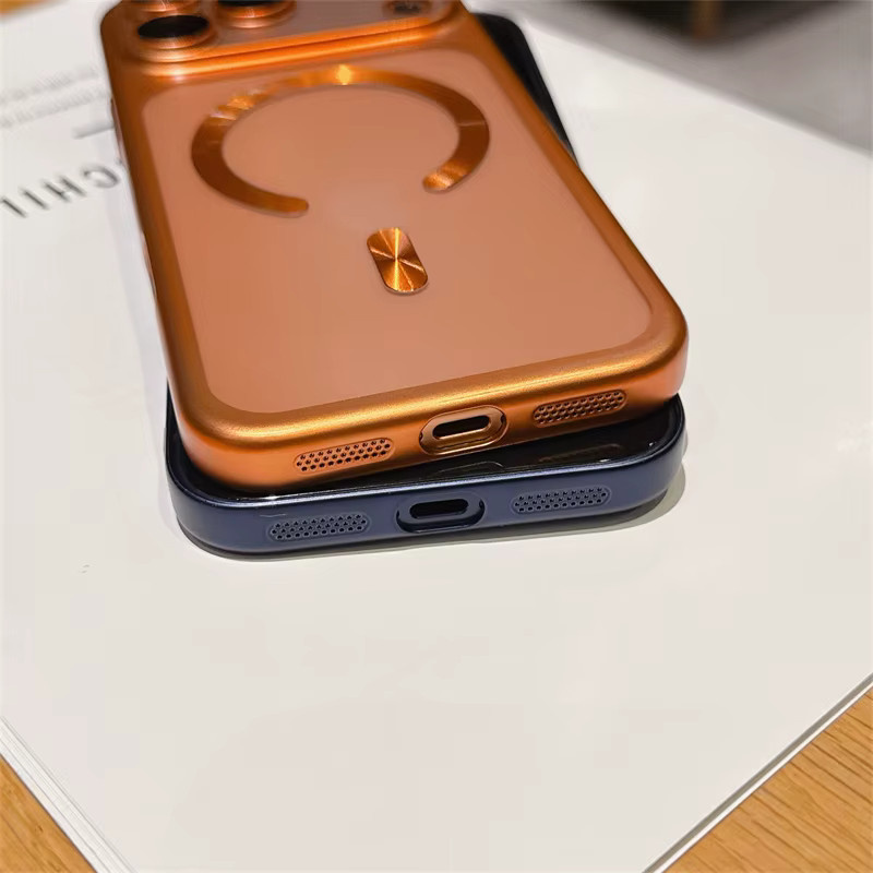 Matte magnetische Schutzhülle mit Plattierung für Apple iPhone 17 Air in Silber oder Orange mit MagSafe Kompatibilität - Bild 2