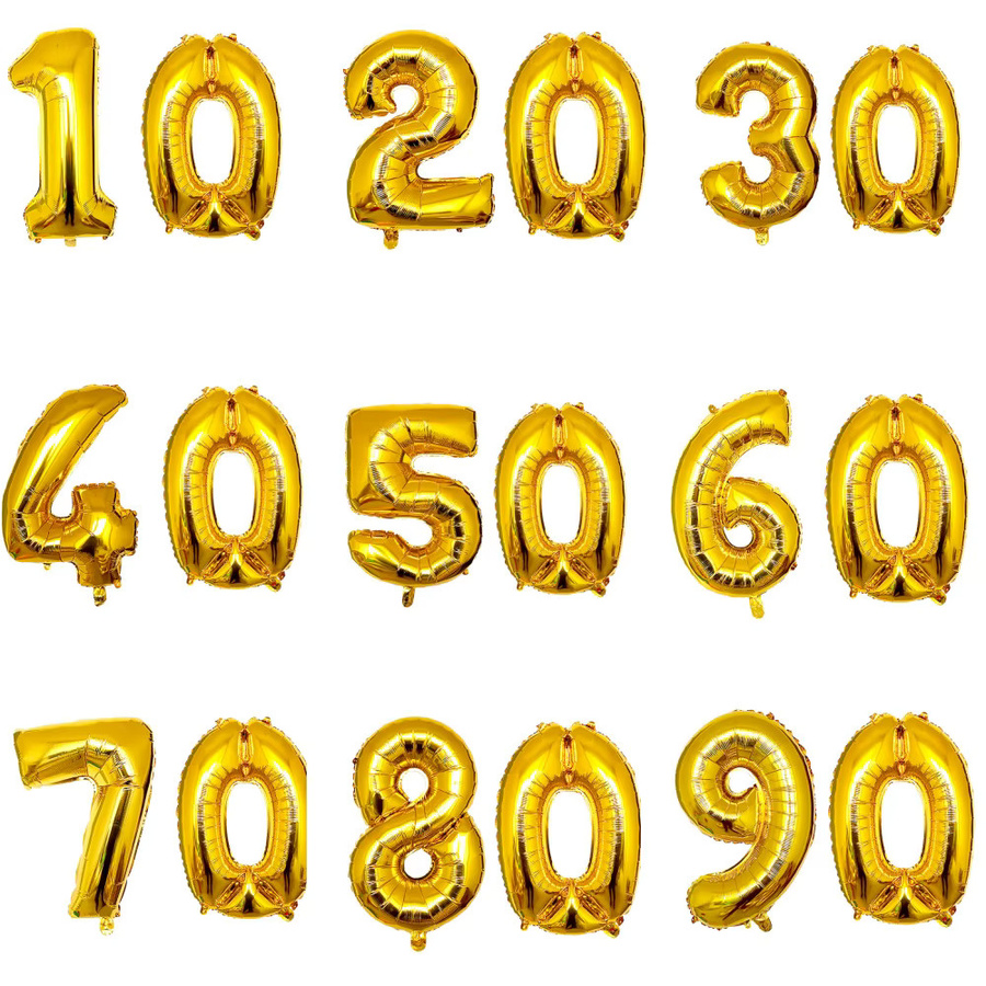 LQZZY Zahlenballons Gold für Geburtstag und Jubiläum, 101,6 cm groß - Bild 1