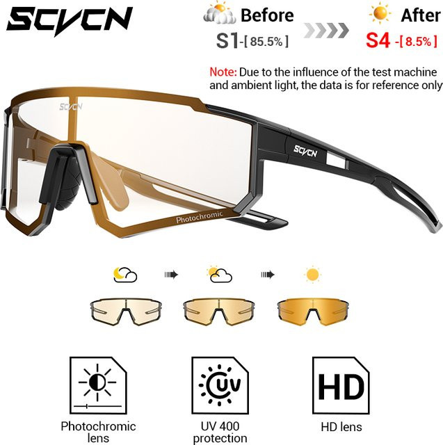 SCVCN Sportsonnenbrille Photochrome, Vollrand, Unisex, Kunststoff - Bild 1