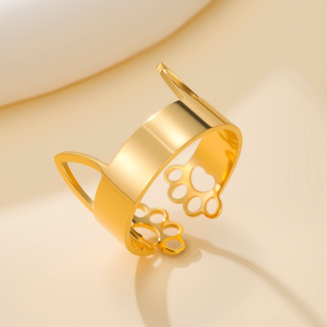 Skyrim Ring, Edelstahl, Gold, Damen, Katzenpfote - Bild 1