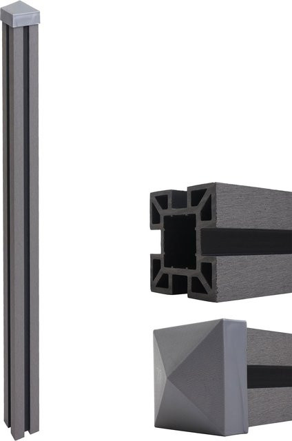 MCW WPC-Pfosten Savoie Sarthe Stecksystem in Grau, Höhe: 240 cm - Bild 1