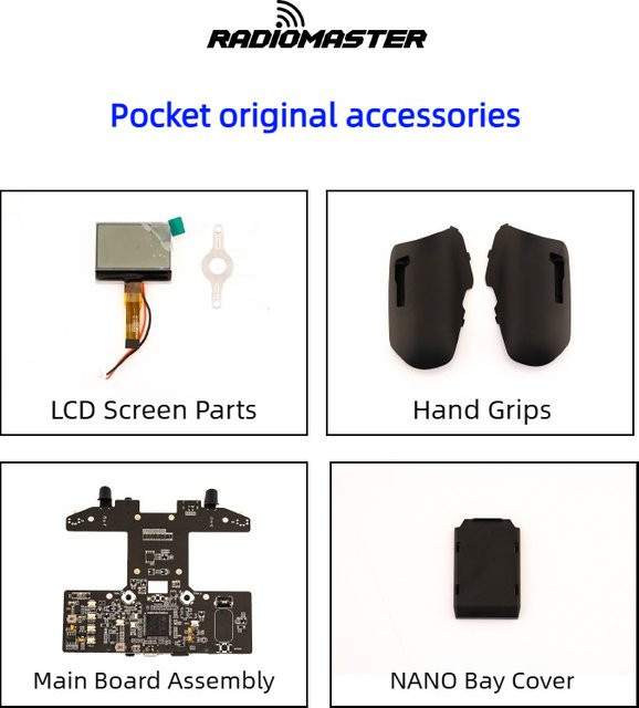 RadioMaster POCKET Ersatzteile für ELRS RF-Modul Antenne Joystick Hauptplatine und Tasten in Schwarz - Bild 1