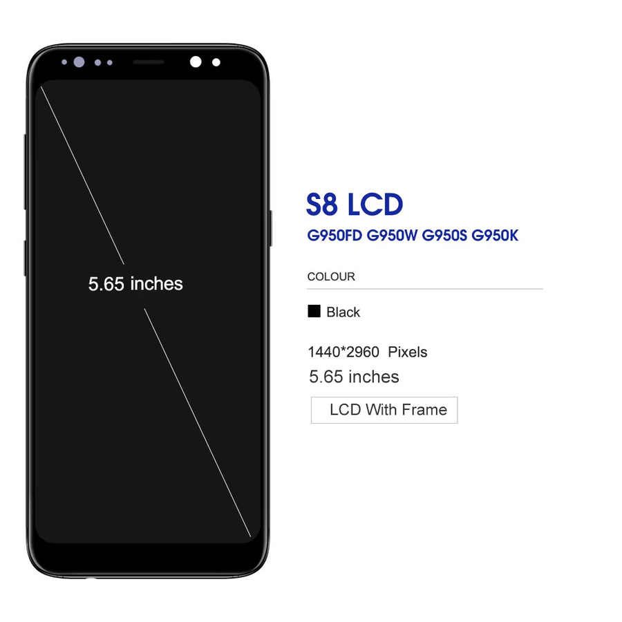 Samsung S8 Ersatz TFT LCD Display mit Rahmen für G950 G950F SM-G950FD in Schwarz und Blau - Bild 2