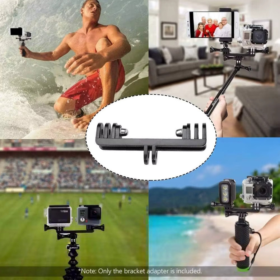 EXSKOF Dual Twin Mount Doppelkopf-Stativadapter in Schwarz für GoPro Hero 13 12 11 10 9 Insta360 SJCAM AKASO DJI OSMO Action-Kameras - Bild 3