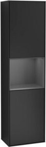 V&B Hochschrank Finion in Blau mit Glasfachböden und LED-Beleuchtung, B/H: 41,8 x 151,6 cm - Bild 1