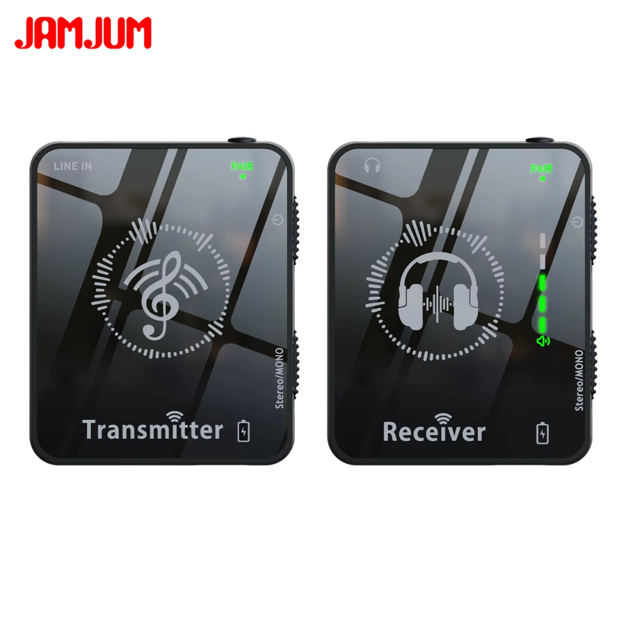 JAMJUM 2,4G Kabelloses Übertragungssystem für Kopfhörer und Ohrhörer mit Sender und Empfänger für Stereo-Streaming in Schwarz - Bild 3