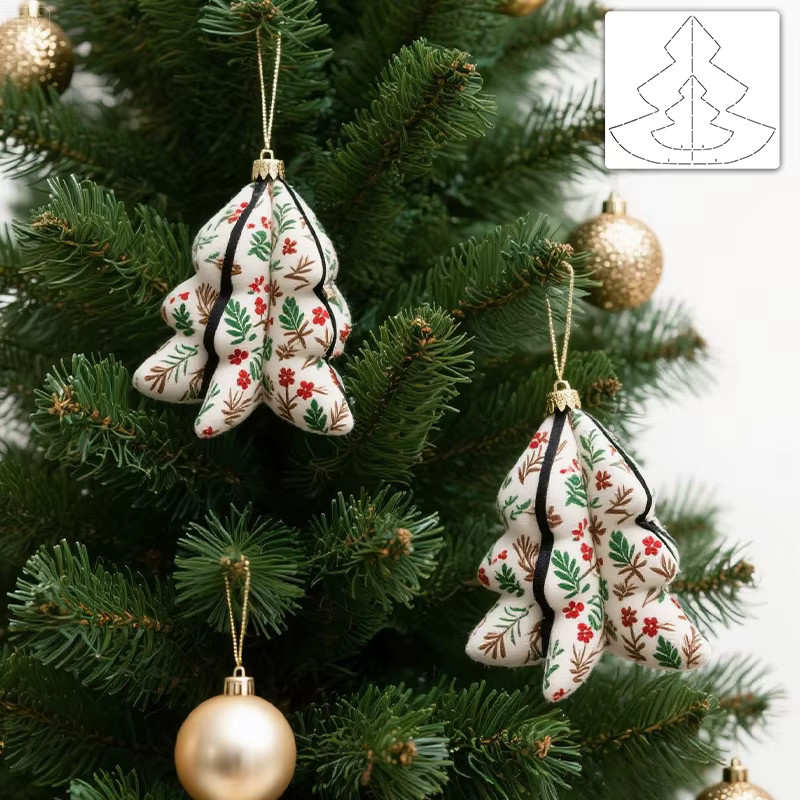 YOMDID Handgefertigte DIY-Weihnachtsbaum-PET-Nähvorlage für Weihnachtsdekorationen und Heimdekor - Bild 3