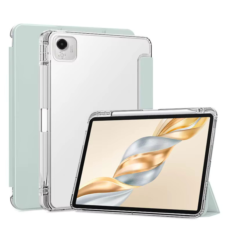 Honor Tablet Hülle für Pad X9a, X9 Pro und X10 Pro 2026 11,5 Zoll mit Trifold Flip Stand und Stifthalter in Grün Transparent - Bild 2