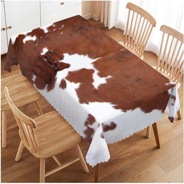 Wasserdichte Tischdecke von JINGYUE Pet mit Rindsleder-Druck in Braun, Rechteckig, B/T: 140 x 90 cm - Bild 1