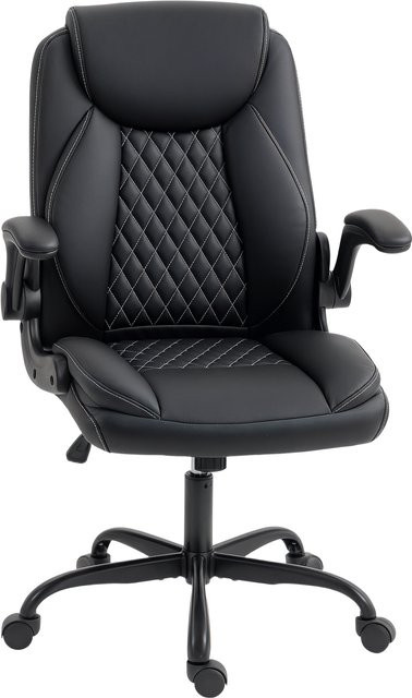 HOMCOM Ergonomischer Bürostuhl mit hochklappbaren Armlehnen in Schwarz von Aosom - Bild 1