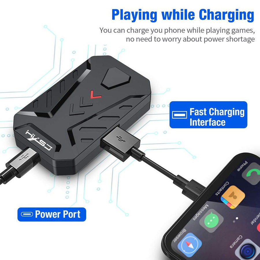 HXSJ P8 Kabelgebundener Tastatur-Maus-Konverter mit 3 USB-Anschlüssen, tragbarer Adapter für mobiles Gaming, Schwarz - Bild 8