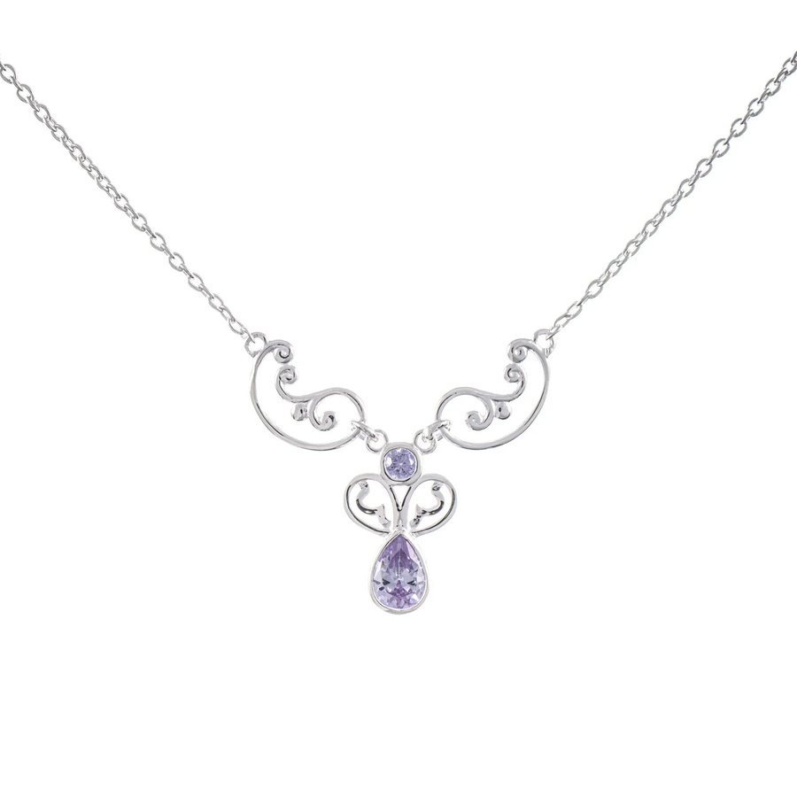 Collier 925 Silber, Zirkonia, flieder - Bild 1