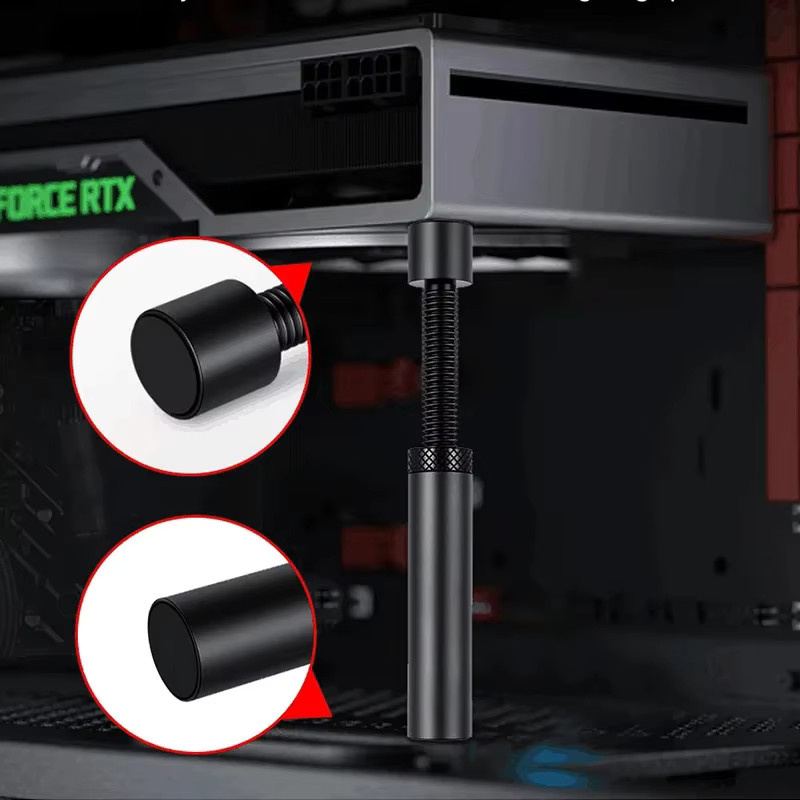 Aluminium GPU Halter Vertikaler Teleskopierbarer Ständer mit Magnetischer Halterung in Schwarz, Unterstützung für 27-120mm - Bild 3