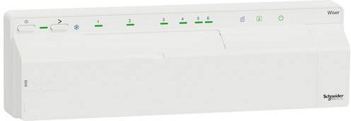 Schneider Electric Wiser CCTFR6600 Verteilerleiste Fußbodenheizung mit App-Steuerung, Weiß, Wandmontage, B/T/H: 30,5 x 6,5 x 6,5 cm - Bild 1