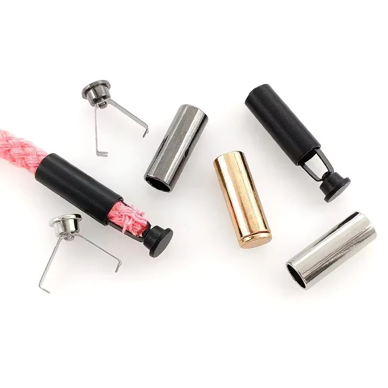 10 Sets abnehmbare Stopper mit Deckelkappe in Schwarz aus Metall für Kordelenden und Bekleidung - Bild 2