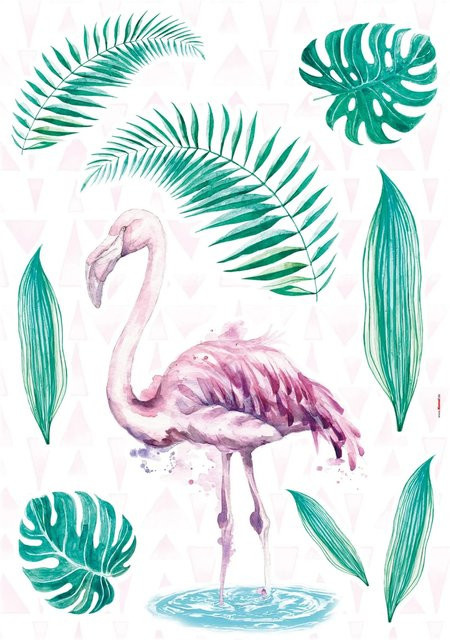 Komar Deko-Sticker Flamingo bunt, B/H: 50 x 70 cm - Bild 1